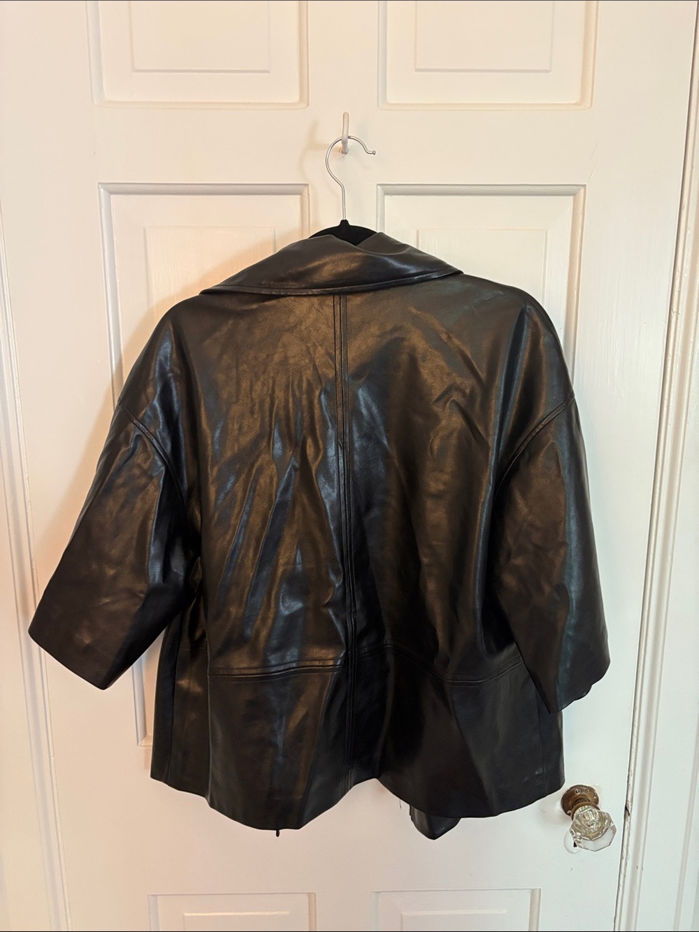 Elan Black Short-Sleeve Leather Zip-Front Jacket - Picture 10 of 11